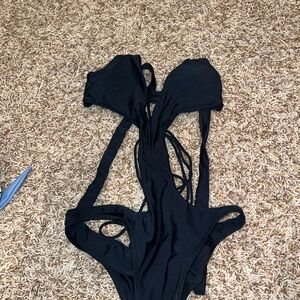 SHEIN Black Strappy Swimsuit